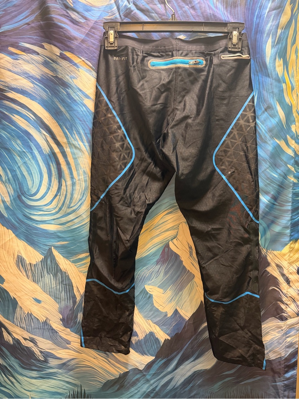 Nike Black Leggings with Bright Blue Zipper Accent - Picture 2 of 4